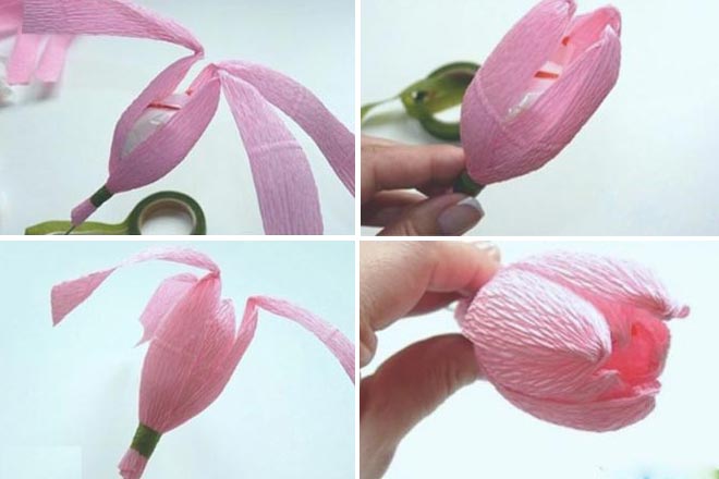 Cách làm hoa tulip từ giấy nhún cực kì xinh