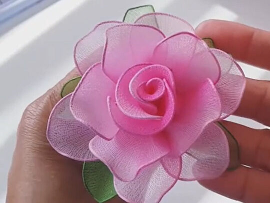 Cách làm hoa hồng bằng vải voan tuyệt đẹp