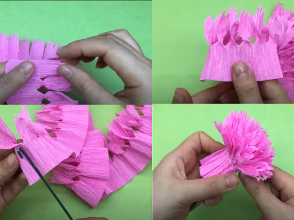 Cách làm hoa phăng như thật từ giấy nhún