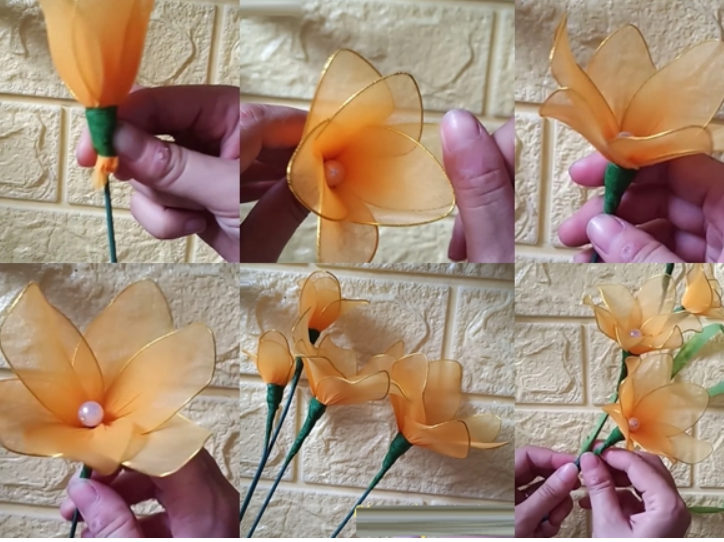 Cách làm hoa phong lan đẹp từ vải voan