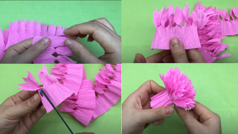 Cách làm hoa cẩm chướng bằng giấy nhún
