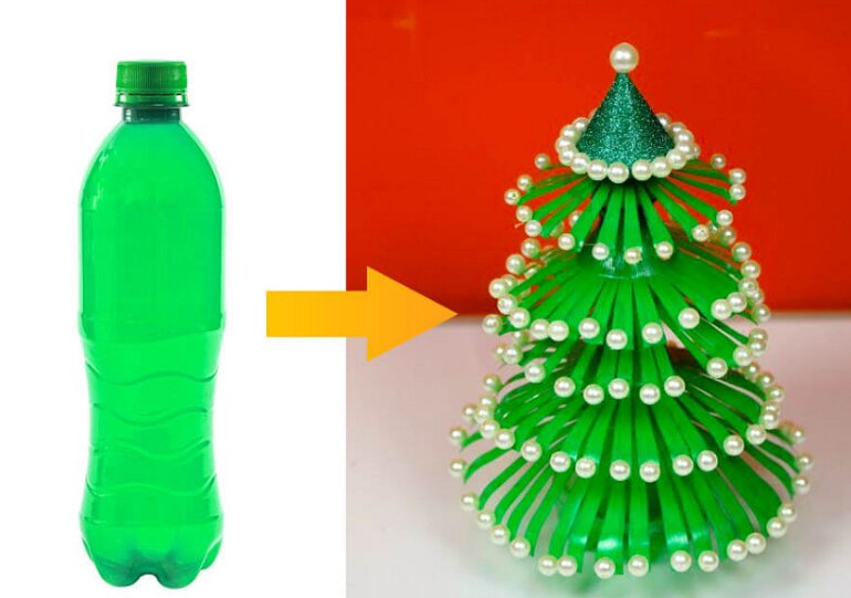 Độc đáo với ý tưởng dùng vỏ nhựa làm cây thông Noel