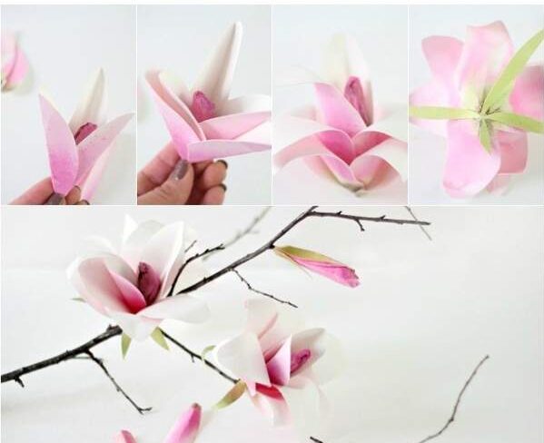 Làm hoa mộc lan bằng giấy lụa cực xinh